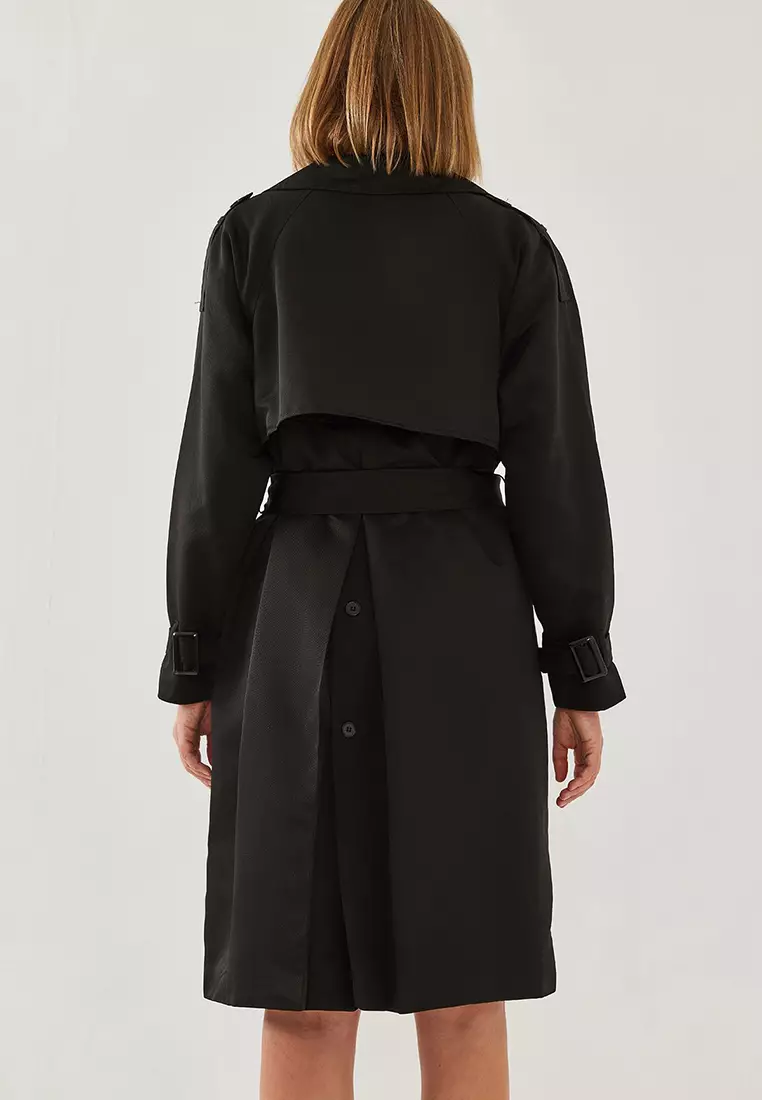 Women's Front Aller Detail Double Breasted Trench Coat 8118 60451015