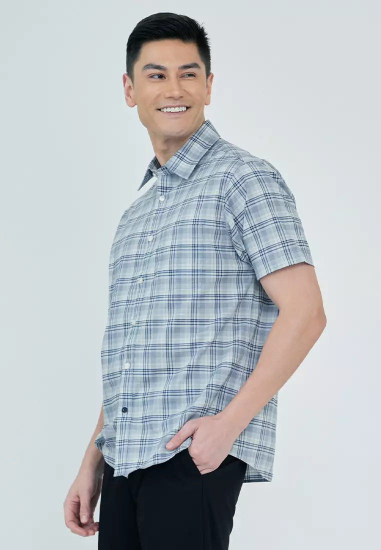 Plaid H-Xtension Short Sleeve Casual Shirt