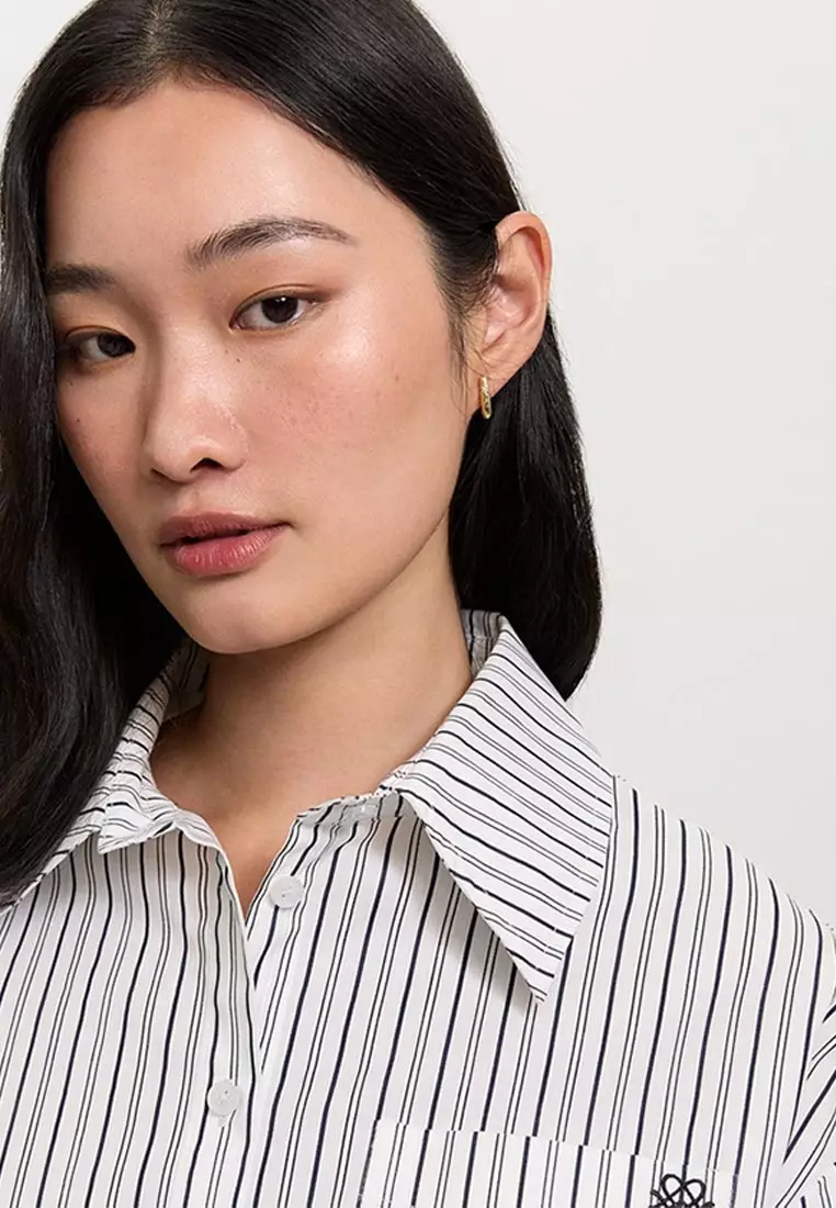 Striped Button-Up Shirt Dress