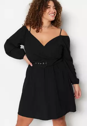 knee length dresses for ladies Abby Rose 3190 Plus Size Cocktail Dress Corset Long Sleeve Homecoming Dress Formal Flared 28 / Dolphin Blue
