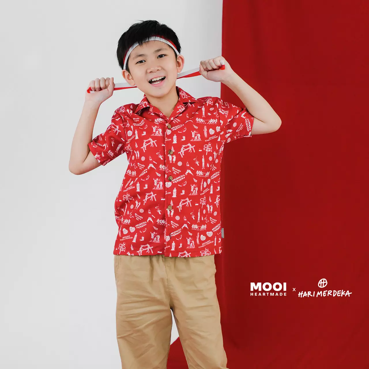 Mooi x Hari Merdeka 17 Agustus Kaos Kemerdekaan Kemeja Anak Printed Shirt - Cream