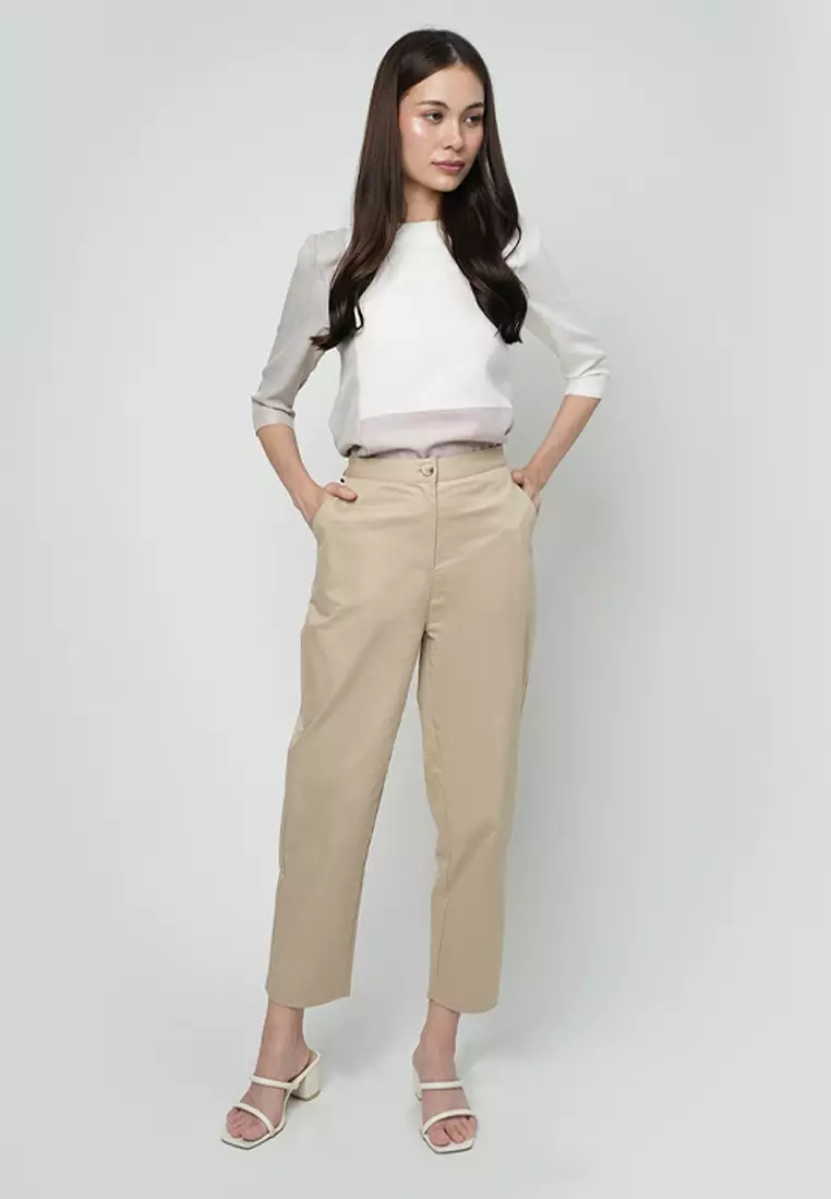 Kacie Relaxed Pants with Contrast Pocket Trimming