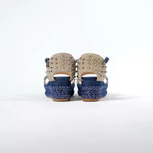 Sepatu CHRISTIAN LOUBOUTIN MADMONICA 6CM GLITTER BLUE SPIKE WEDGES 100% ORIGINAL