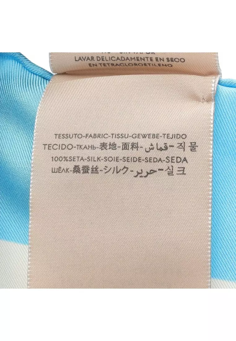 Pre-Loved Gucci GUCCI × Doraemon scarf floral pattern silk Light blue multicolor