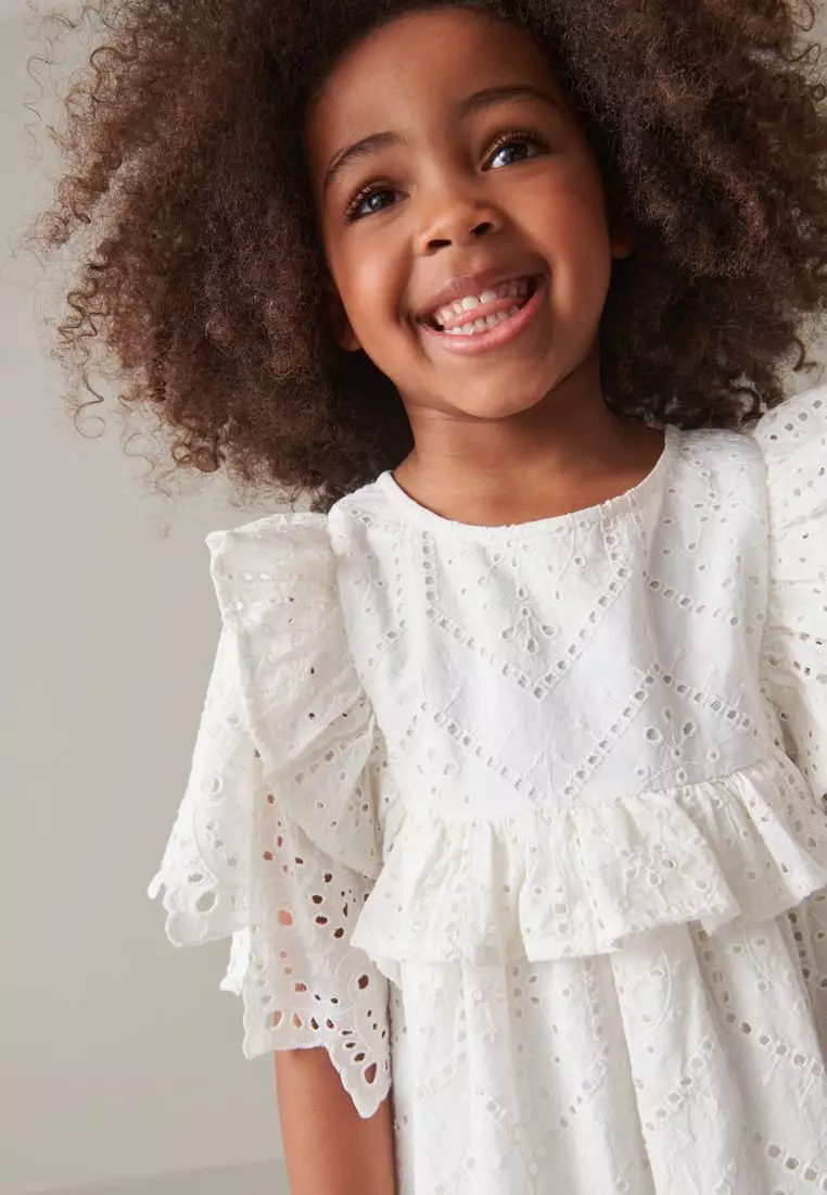 Buy NEXT Cotton Broderie Ruffle Dress 2024 Online ZALORA Singapore