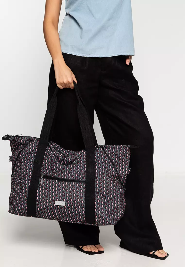 Printed Nylon Large Top Handle Bag