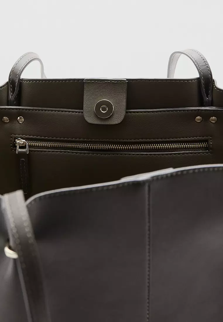 Shopper Bag with Metallic Details