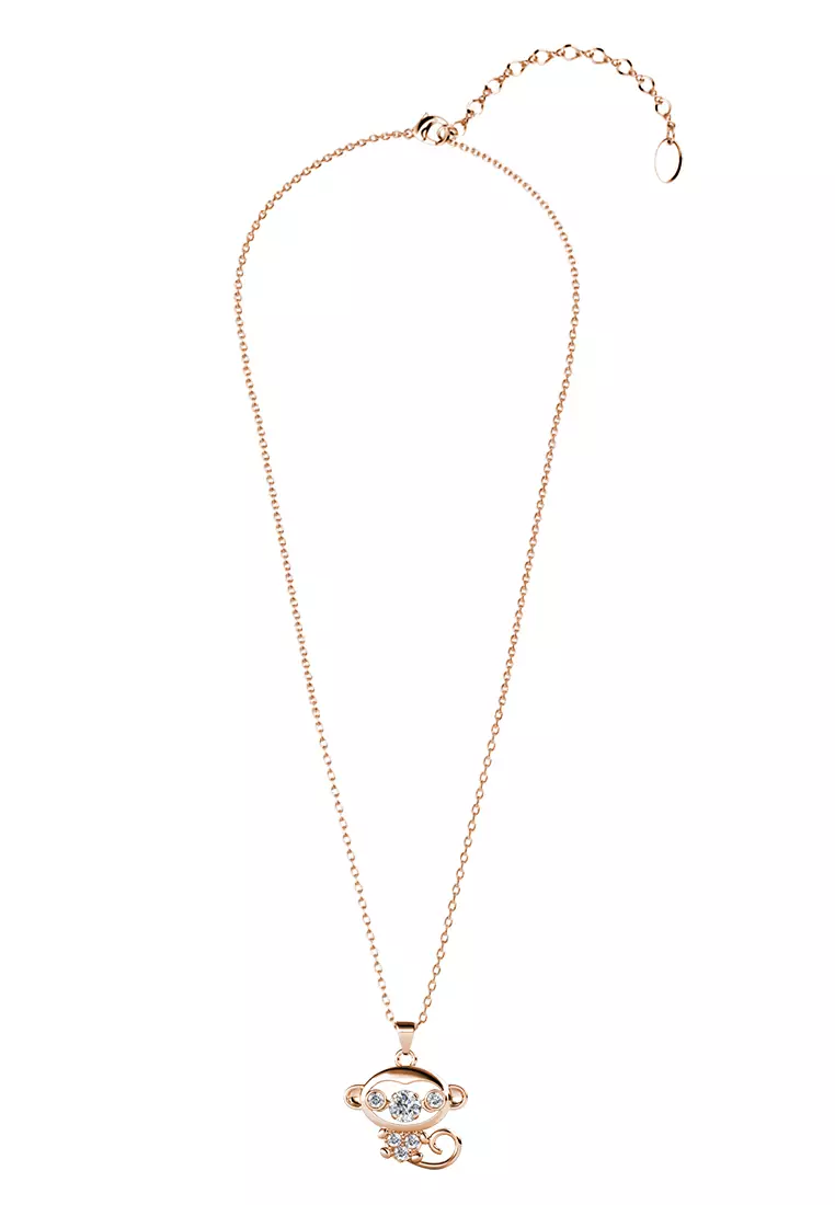 Dancing Shio Pendant Monkey RG - Kalung Crystal Swarovski by Her Jewellery