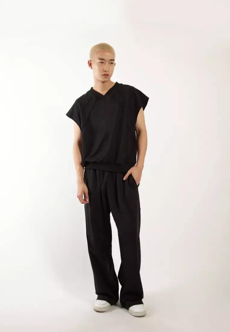 VEDECI X OCWA SAINT OVERSIZED SLEEVELESS TOP BLACK