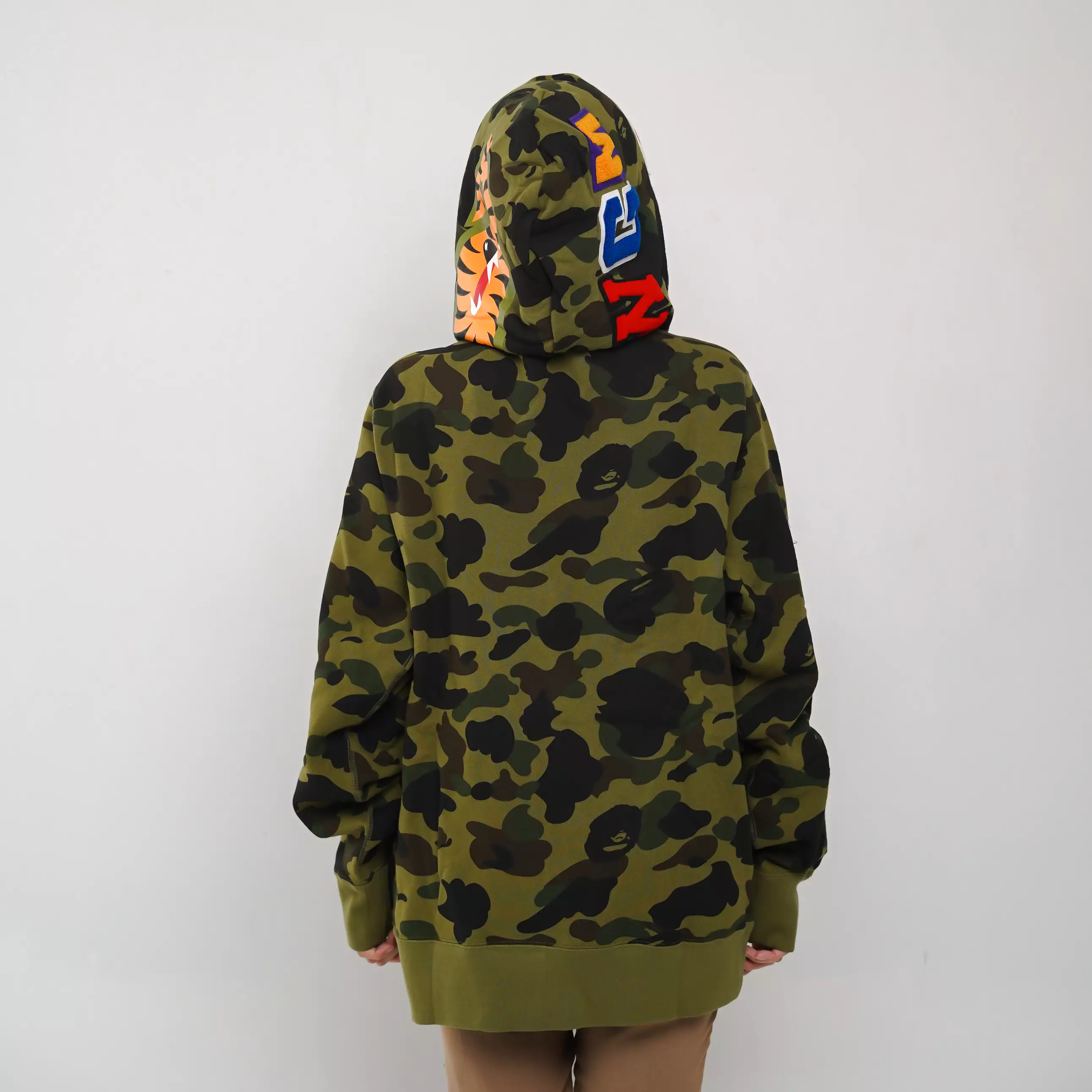 Hoodie BAPE SHARK WGM CAMO GREEN FULL ZIP JACKET 100% ORIGINAL