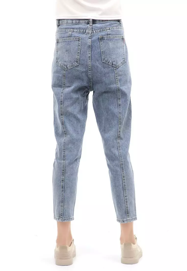 Jourel Long Pants Celana Panjang Wanita Highwaist Jeans Material Denim ORIGINAL - Light Blue