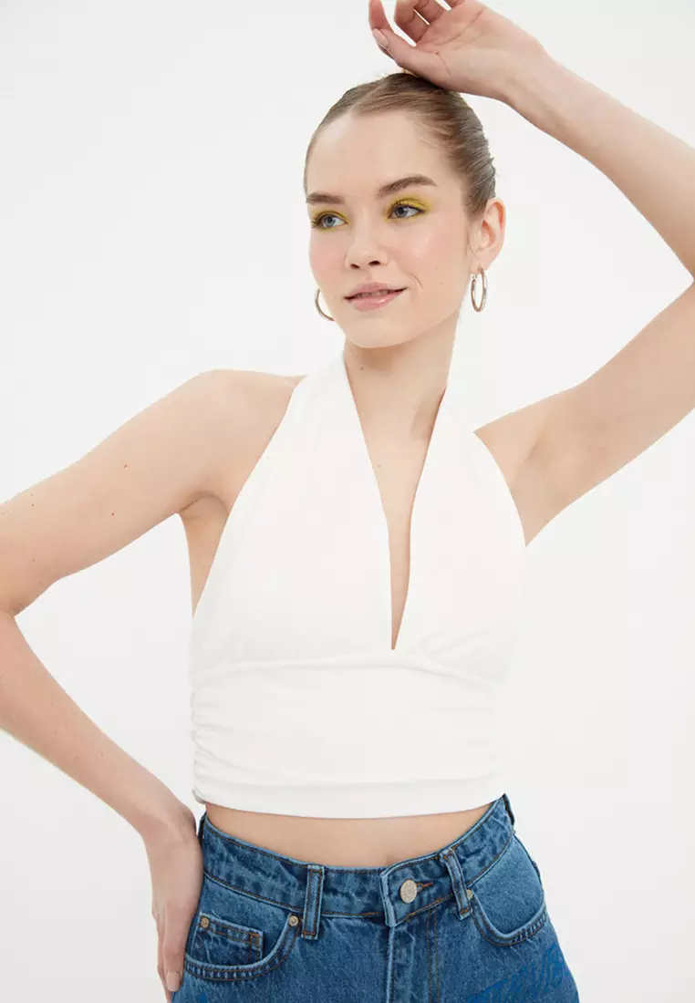 Halterneck Knitted Crop Top