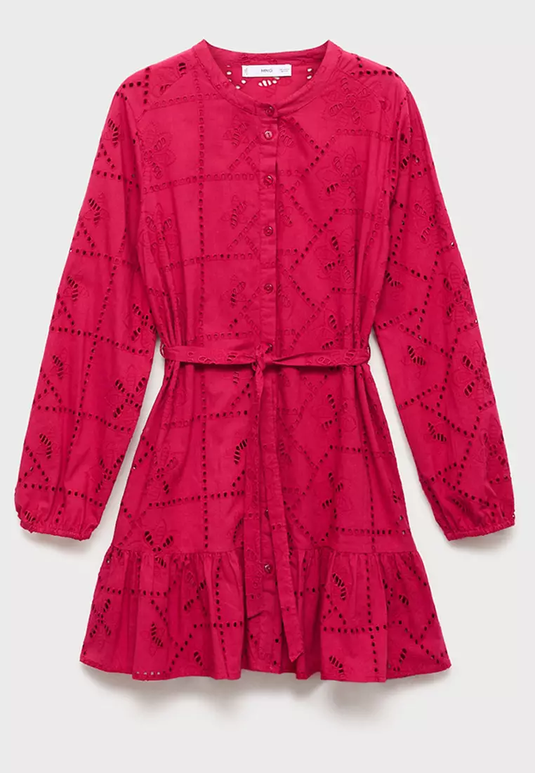 Jual Mango Openwork Details Ruffle Dress Original 2025 | ZALORA Indonesia