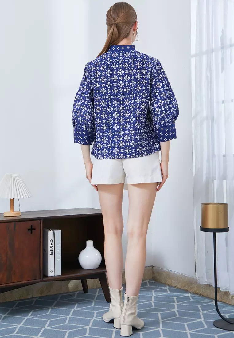 Nayara Blazer Batik Almara Biru