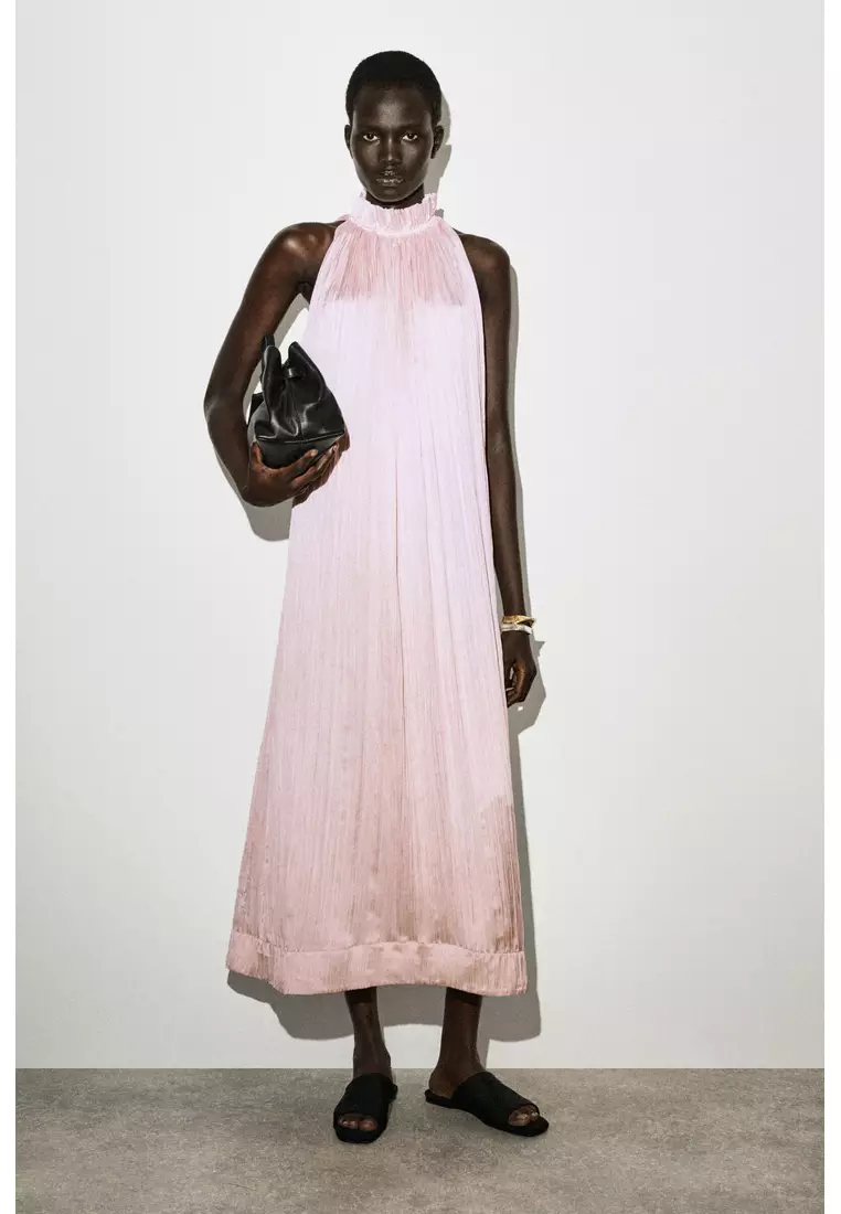 cos pink dress COS Women's Buttoned Pima Mini Dress in Pink | Cotton