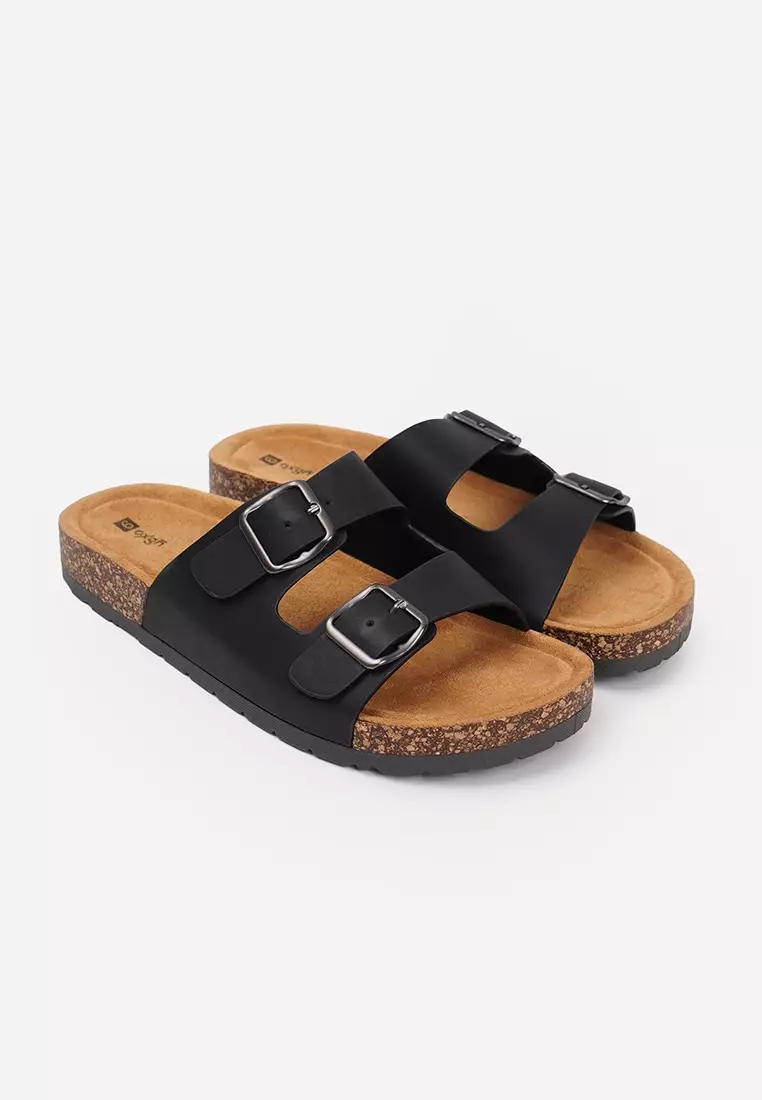 Men's Double Band Cork Sole Slides