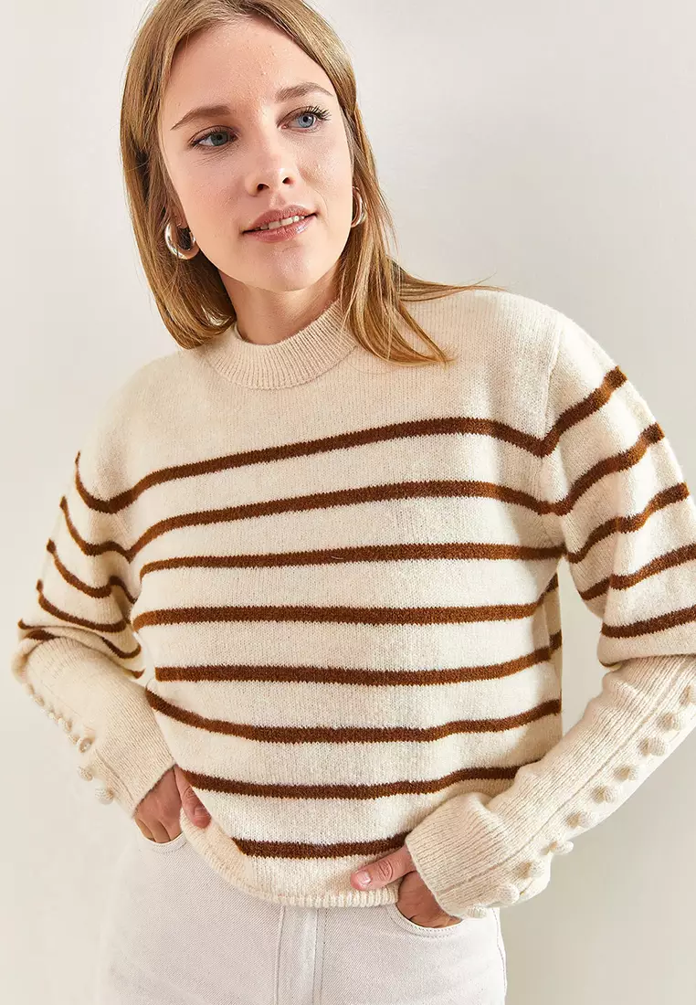 Striped Knitwear Sweater with Cufflinks