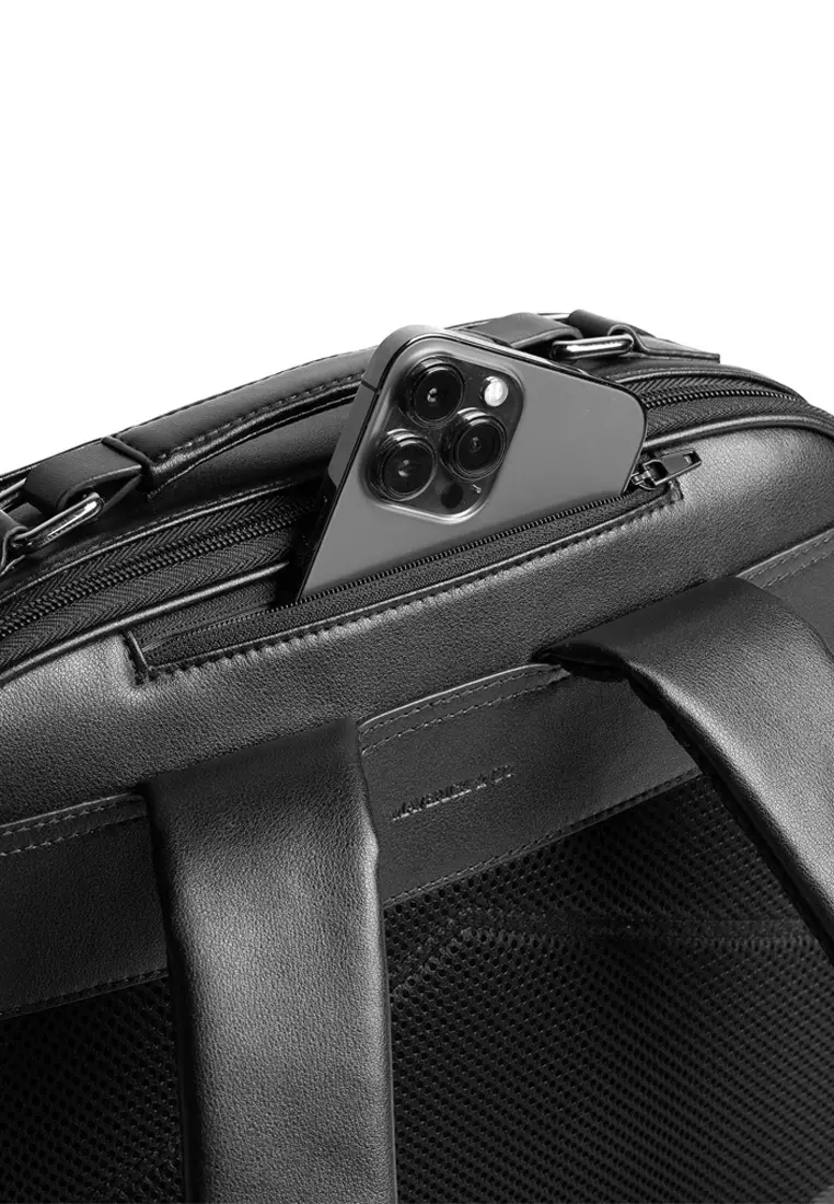 Maverick & Co. Montreal 皮革商務背包(黑色)