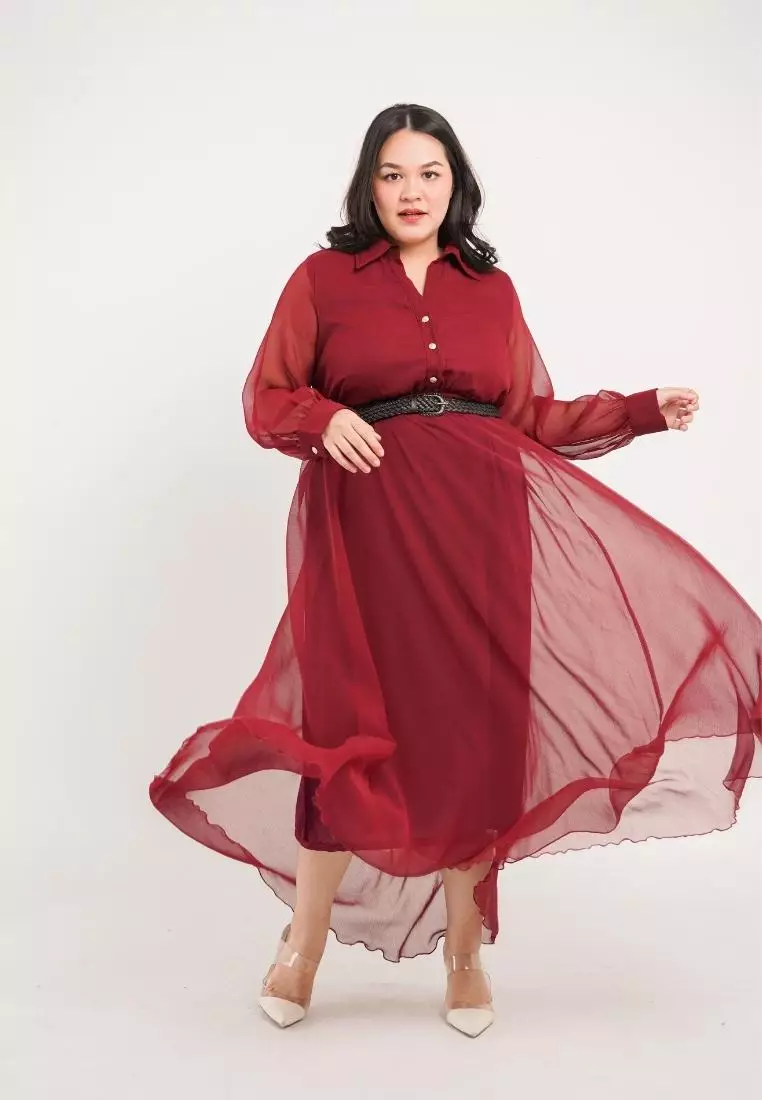 Plus Size Party Dress Lunar Maroon