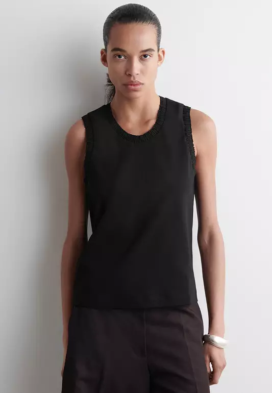 Gathered Cotton Tank Top