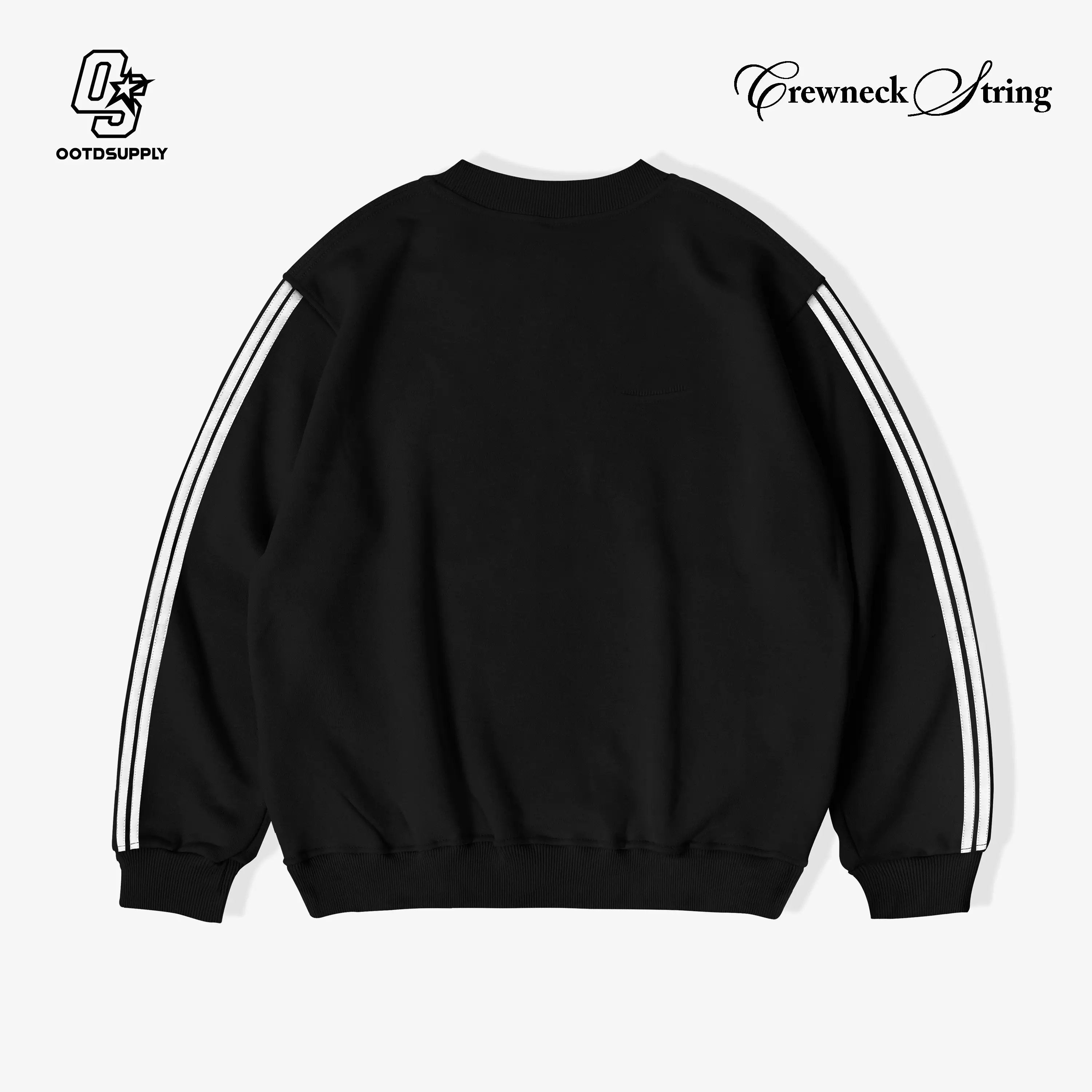 OOTDSUPPLY Crewneck Hustle 96 Strings Black | Sweater Pria & Wanita | CNSTRING003