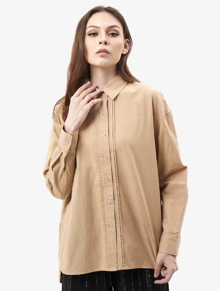 TONIQUE Kemeja Wanita Katun Lengan Panjang Reguler Fit CATHY Atasan Wanita Biru