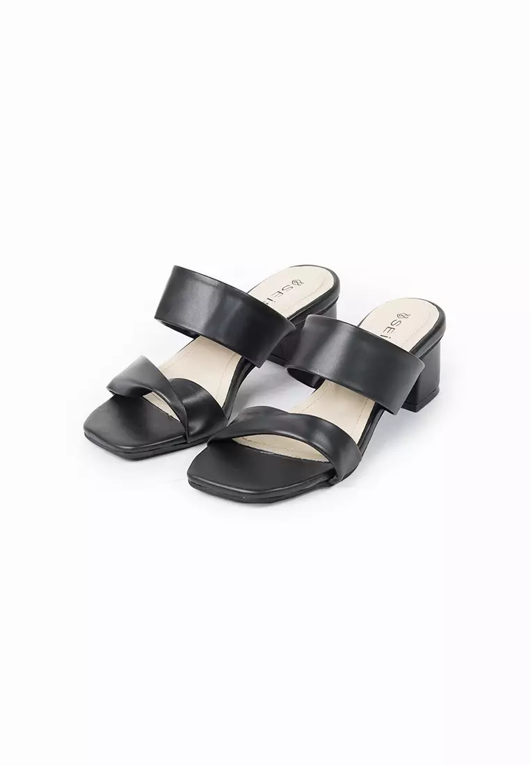 SEIS Amori Sandal Heels Wanita Hak 5 cm - BLACK