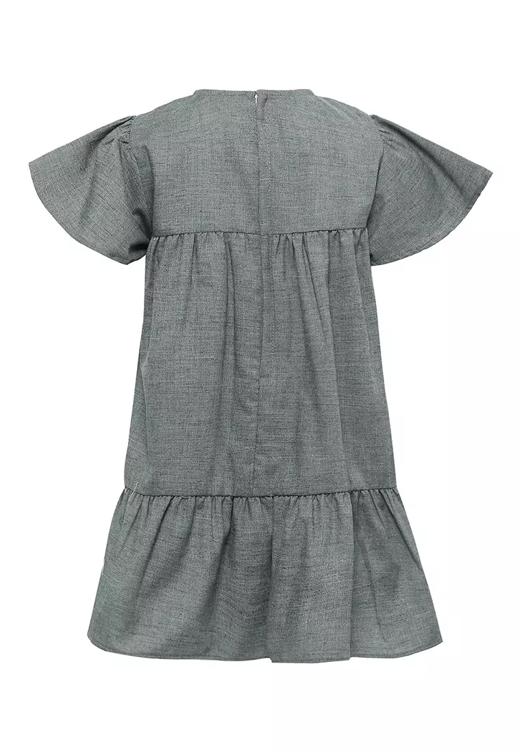 Qna Girl Bites Dress Pendek Anak Hijau Tua