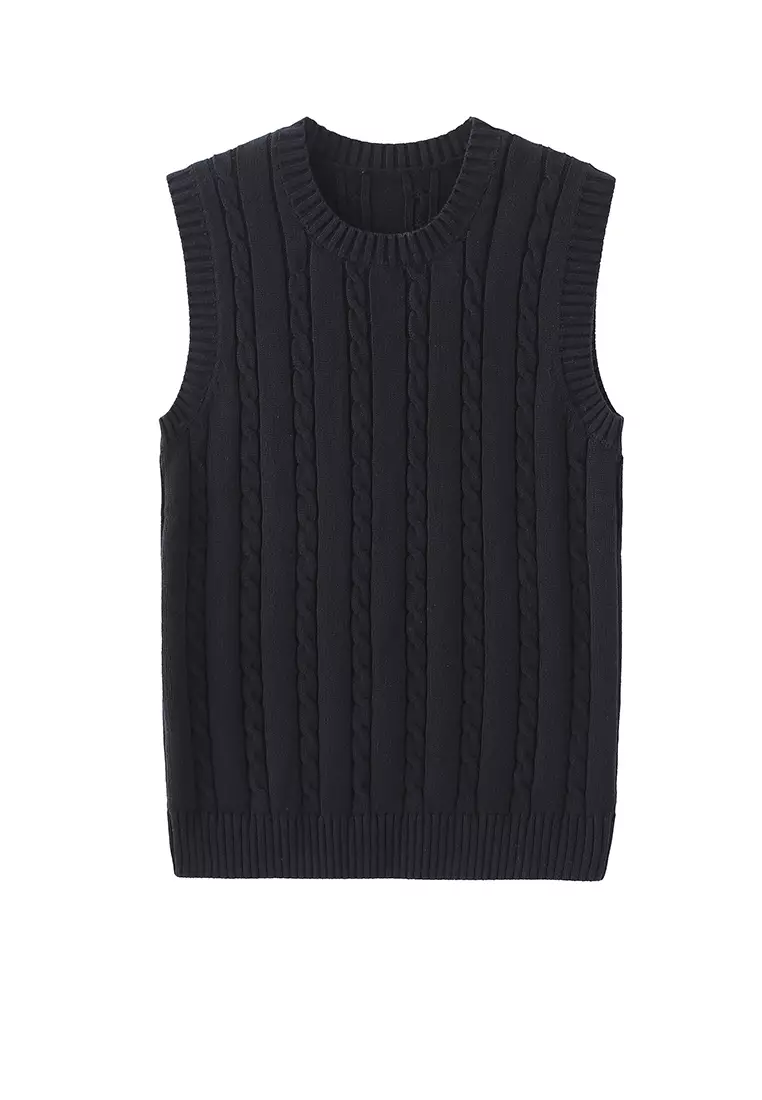 Round Neck Jacquard Knitted Vest XH1960
