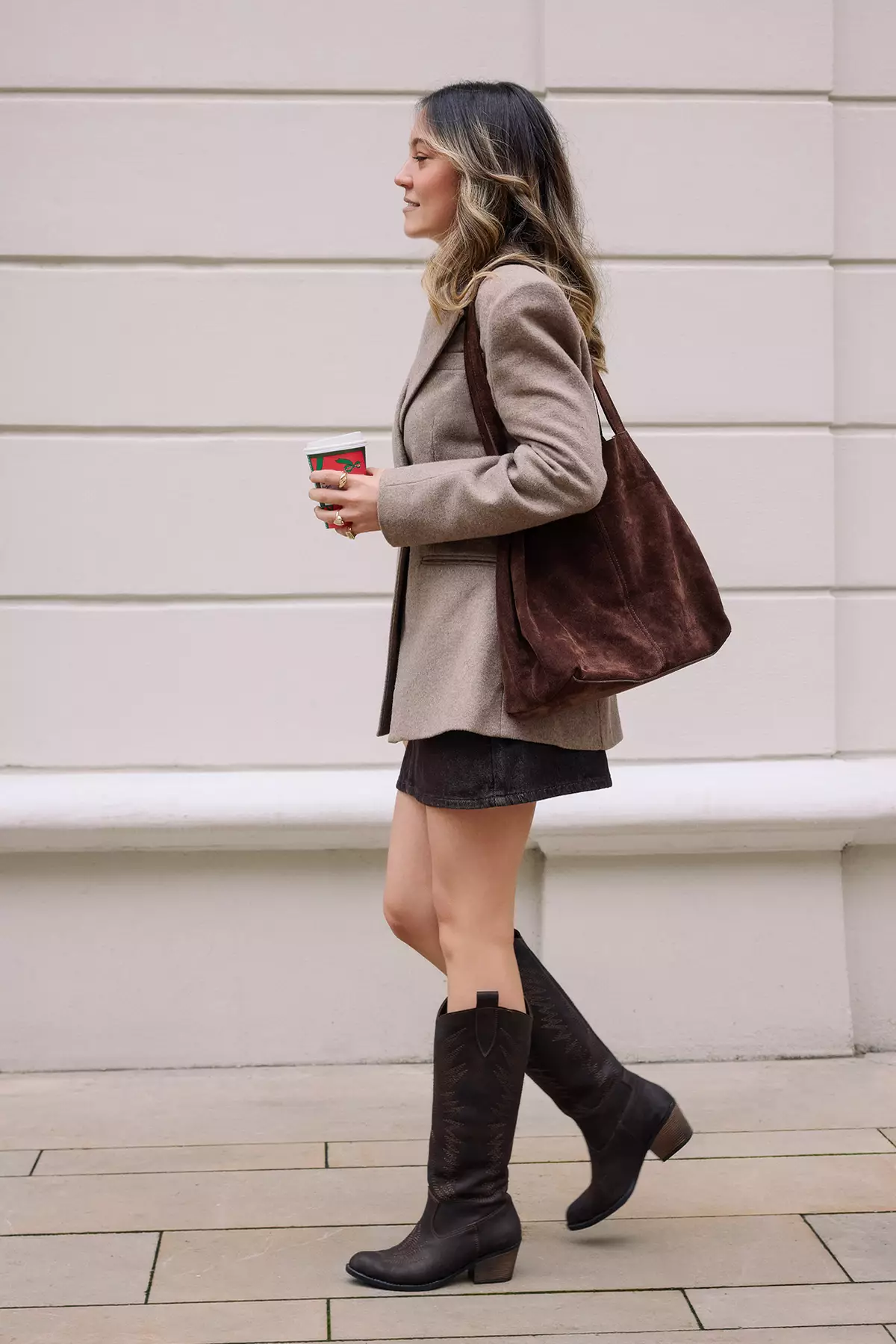 Dark Brown Premium Genuine Leather Suede Women'S Maxi Size Shoulder Bag Takaw26Oc00041