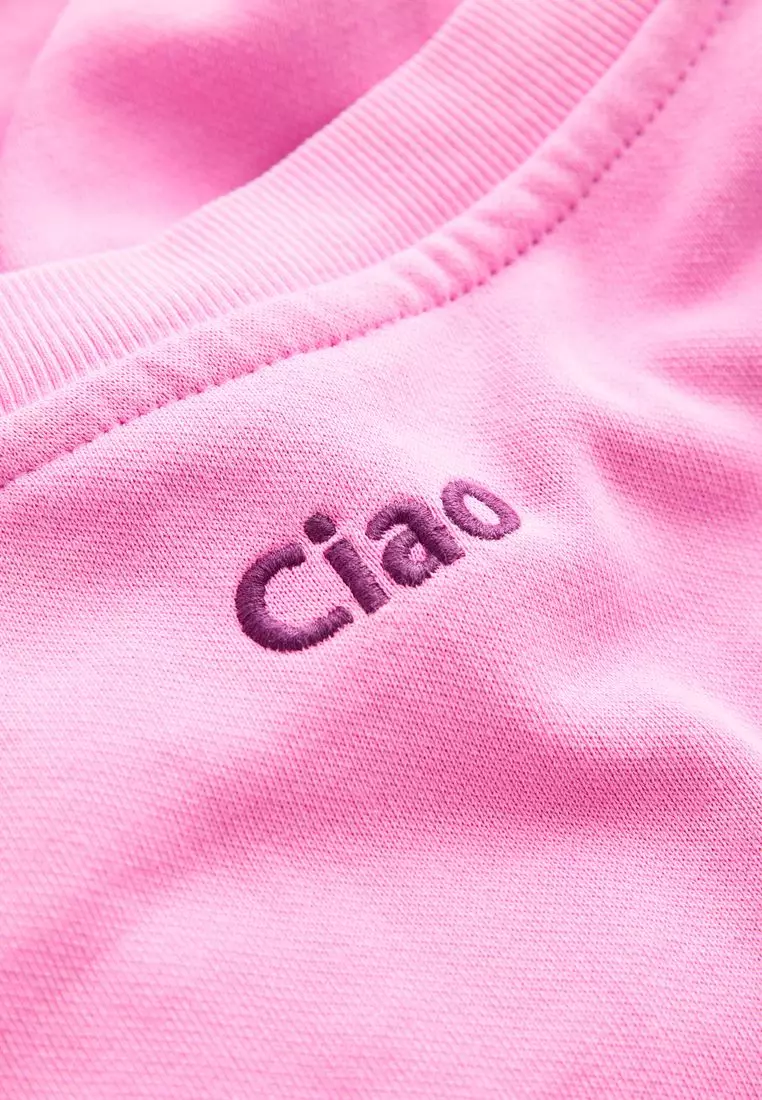 Bright Summer Washed Sun Motif Positano City Graphic Relaxed Fit Sweatshirt