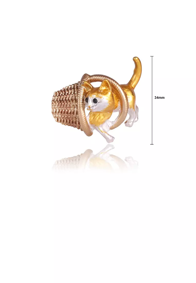 Fashion Cute Golden Cat Basket Brooch