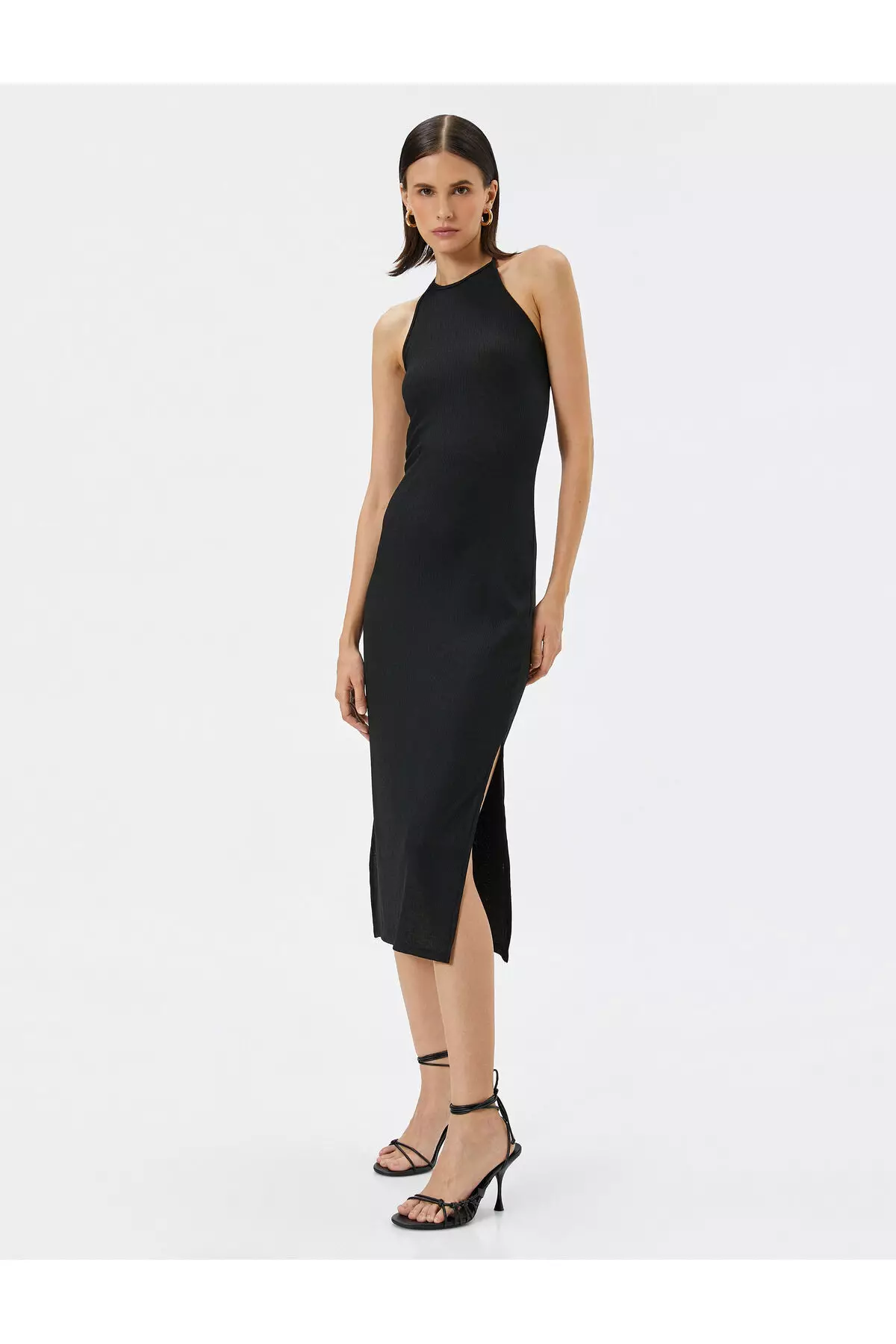 Halter Neck Slit Midi Dress