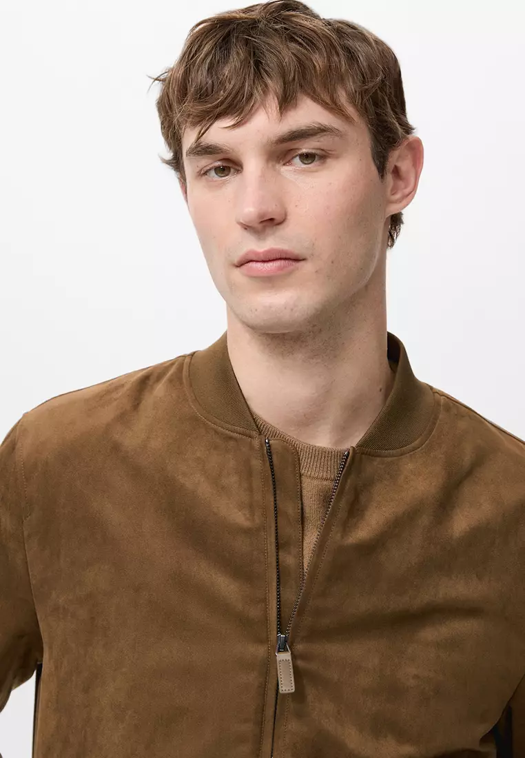 Suede-Effect Bomber Jacket