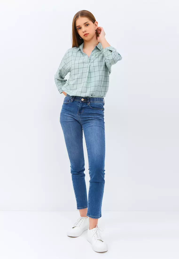 C2 Guyuan Green Basic Blouse Wanita