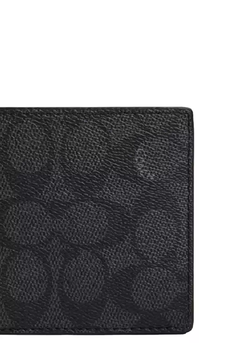 Men's 3 In 1 Wallet In Signature Canvas Charcoal/Black PRINT VARIES CW380
