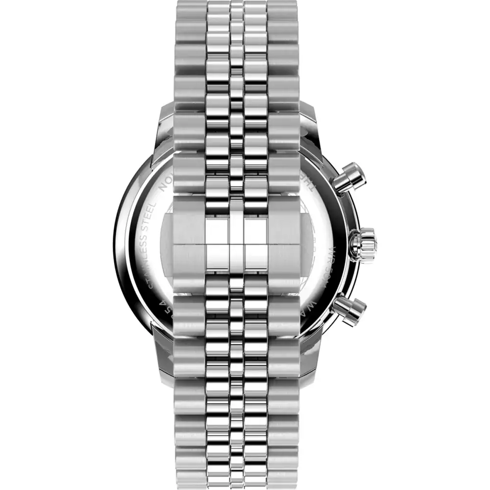 Jam Tangan Pria Timex The Waterbury Metropolitan Chronograph Black Dial Stainless Steel Strap TW2Y23400V5 Original