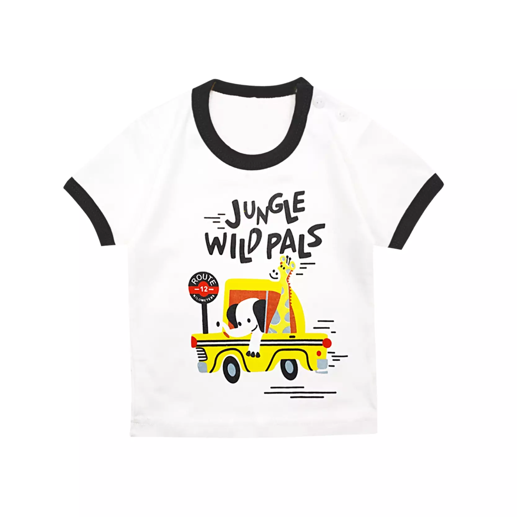 Wakakids Baju Oblong Pendek Setelan Bayi Anak Laki Laki Usia 0 Bulan Hingga 6 Bulan Motif Jungle Wild Pals 4036 Hitam