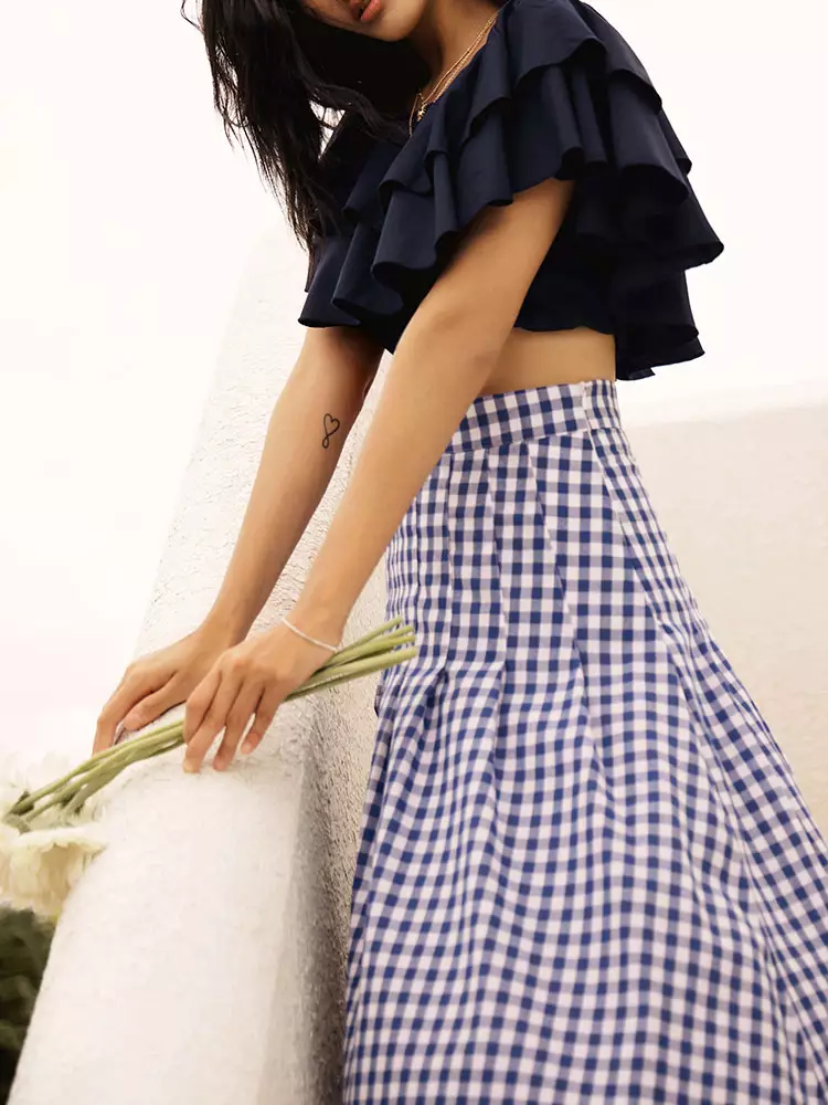 Two-Way Off-Shoulder Ruffled Short Sleeve Crop Top [AB18158]