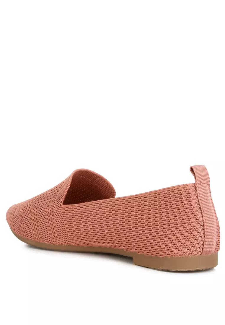 Knit Textile Solid Flats in Pink