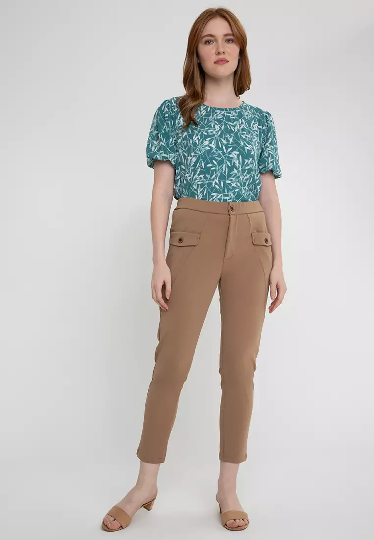 Buy Krizia Cotton Blend Straight Cut Ultra Stretch Pants With Pocket Flaps  2024 Online