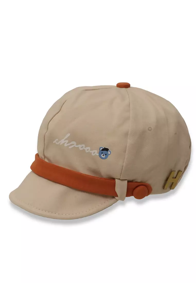 Otieno Aksesoris Fashion Topi Beret Anak Unisex Funny Design Kids Hat Material Cotton ORIGINAL - Cream