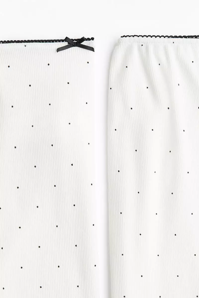 Picot-trimmed ribbed pyjamas