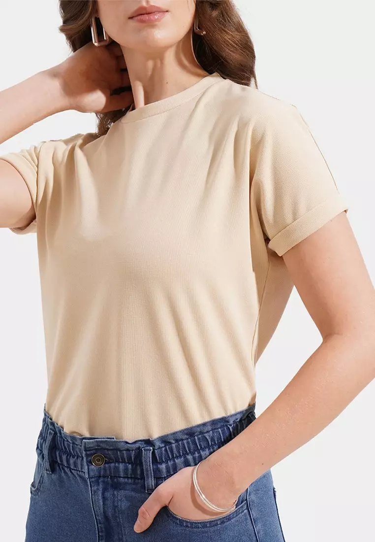 Waffle Tee with Extended Sleeves