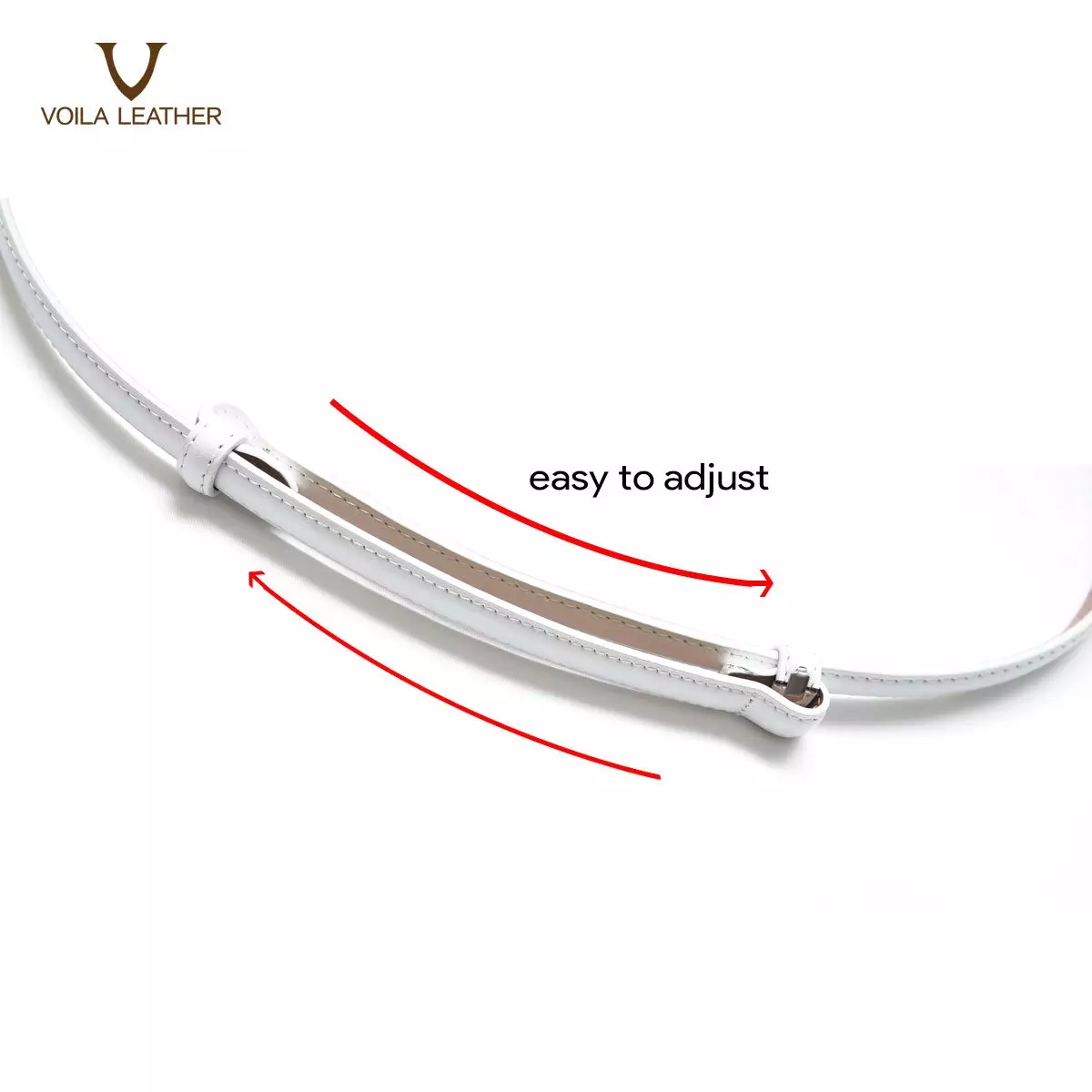 Office And Dress Genuine Leather Women’s Belt Voila Sofia White