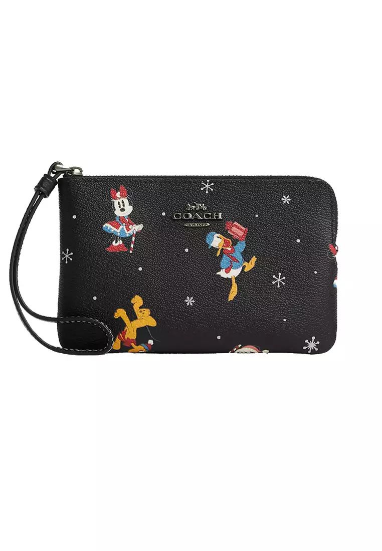Buy Coach Coach Disney X Coach Corner Zip Wristlet With Holiday Print