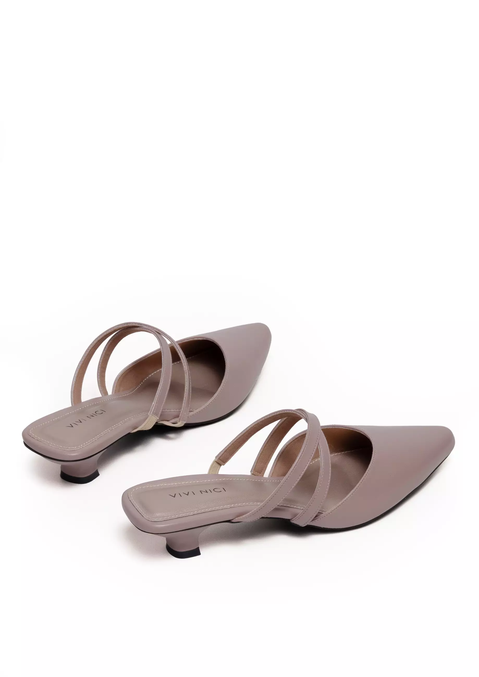VIVI NICI - Aleta Sepatu Sandal Mules Wanita Hak 3 Cm Mauve Purple