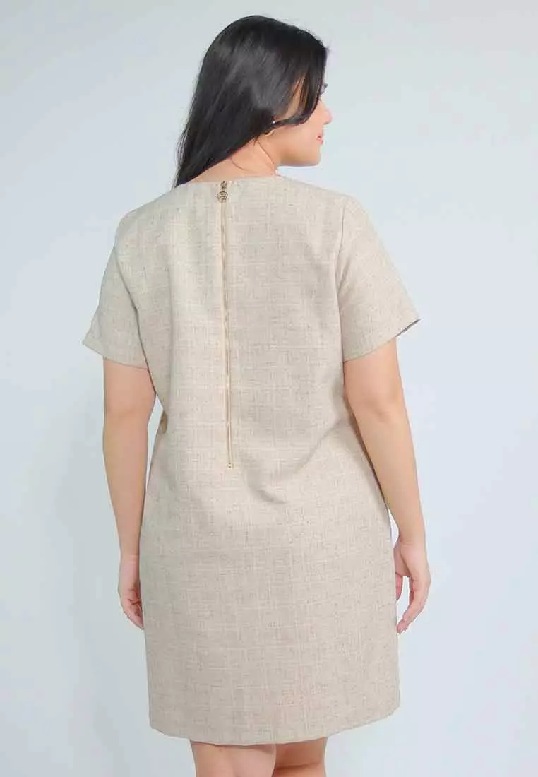 Milly Plus Size Zaria Tweed Dress with Front Pockets