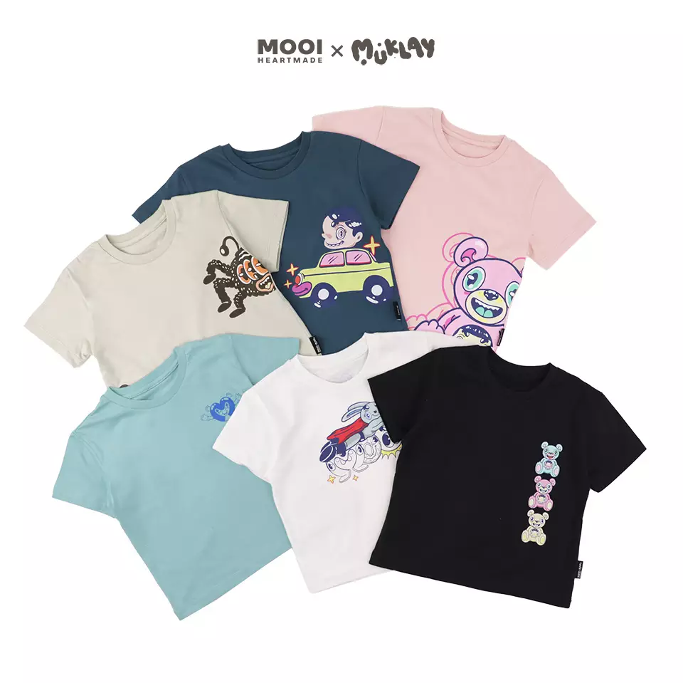 Mooi X Muklay Kaos Anak Unisex Graphic Tee Kids - White