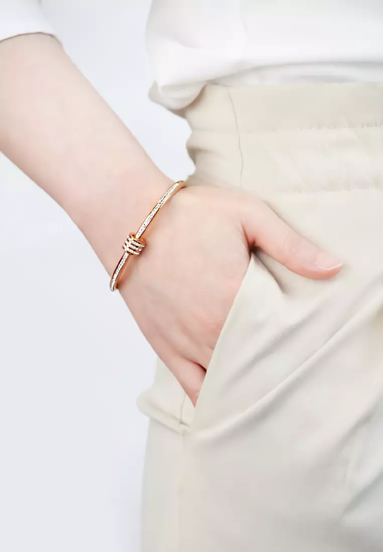 Brielle Triple Row Zirconia Bangle in Rose Gold